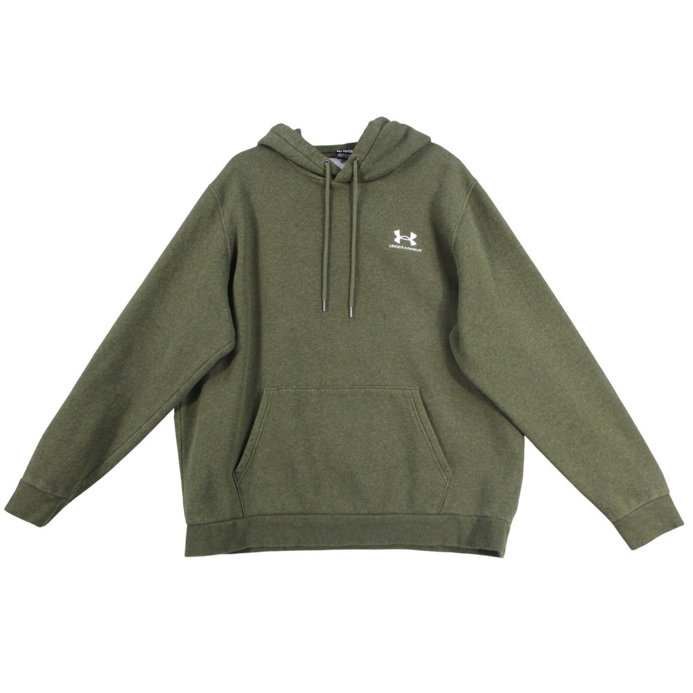 Under Armour Mens XL Olive Green Heather Rival Fleece Hoodie Pullover 5340